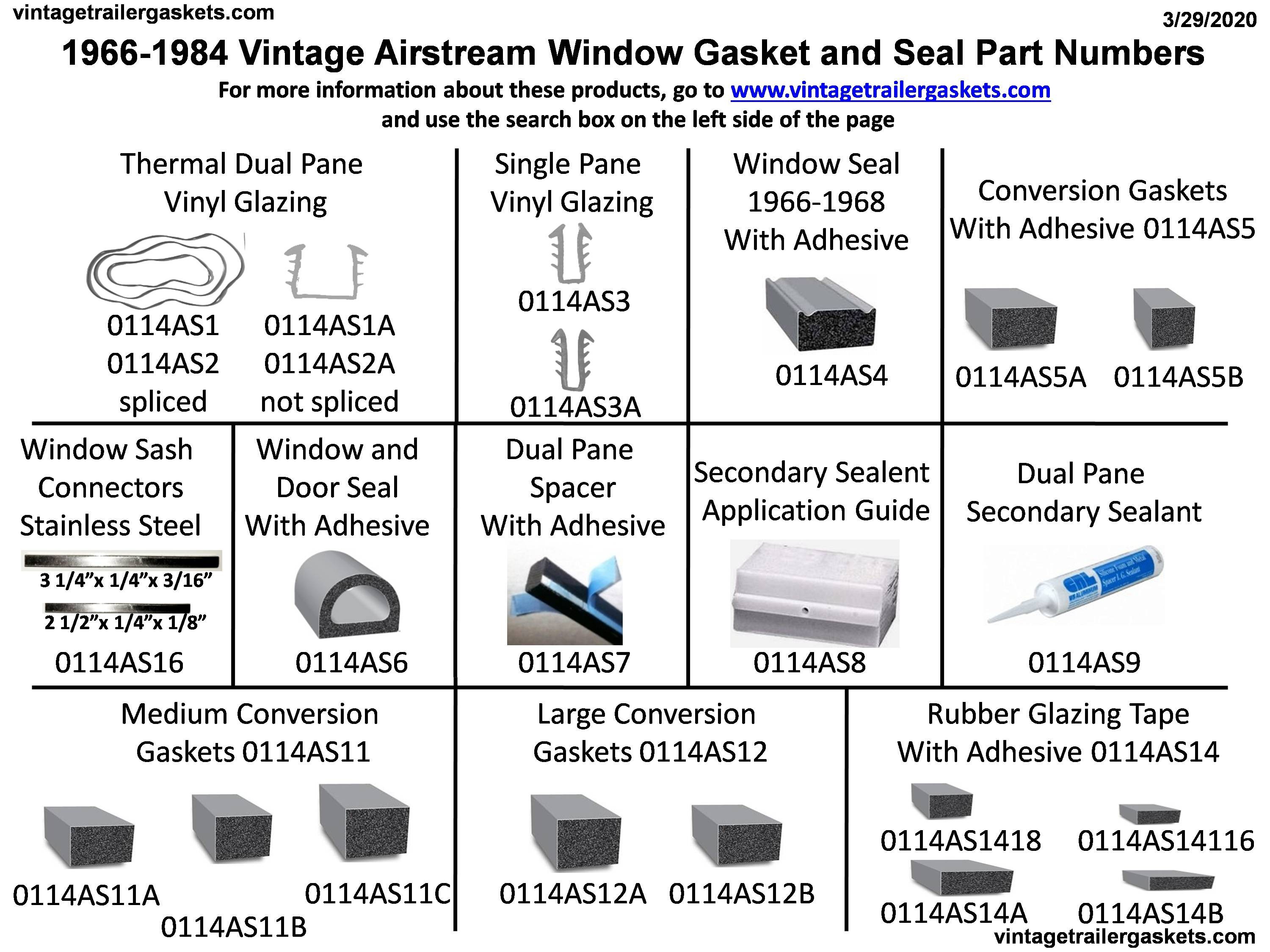 1966 to 1984 Airstream Window Gaskets and Seals